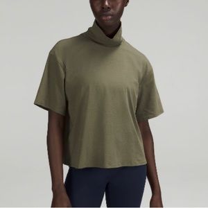 Relaxed Fit Cotton Blend Turtleneck Tee